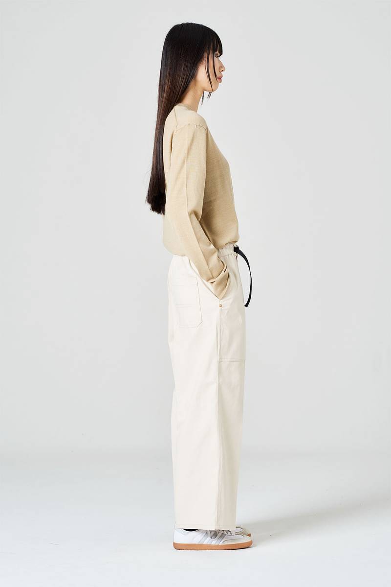 White sand Pantalone cropped in bull di cotone Vendita Economica