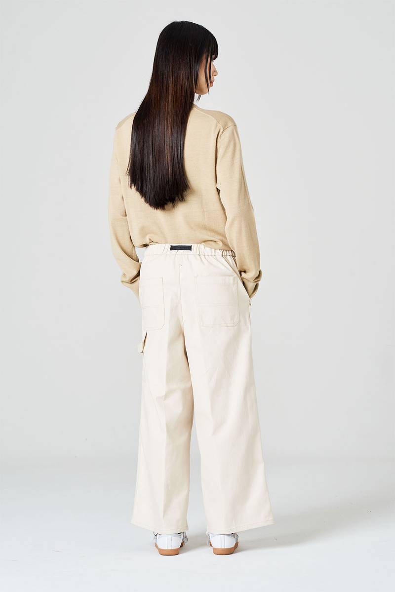 White sand Pantalone cropped in bull di cotone Vendita Economica