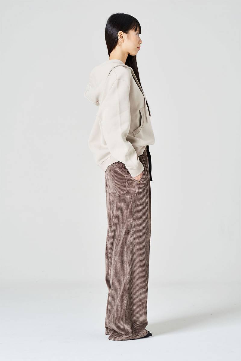 White sand Pantalone palazzo in velluto Saldi Di Fabbrica
