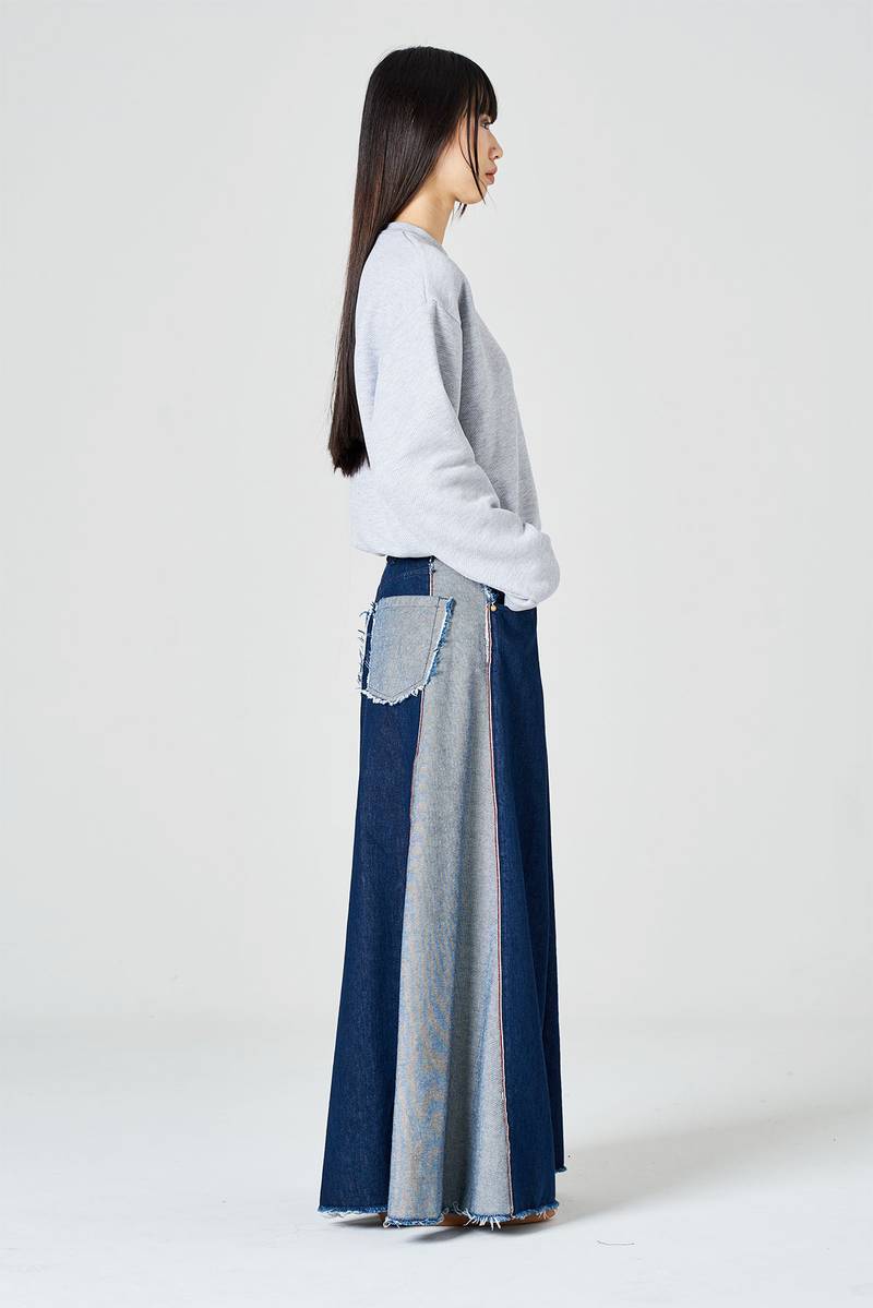 White sand Pantalone palazzo cinque tasche in denim Negozio