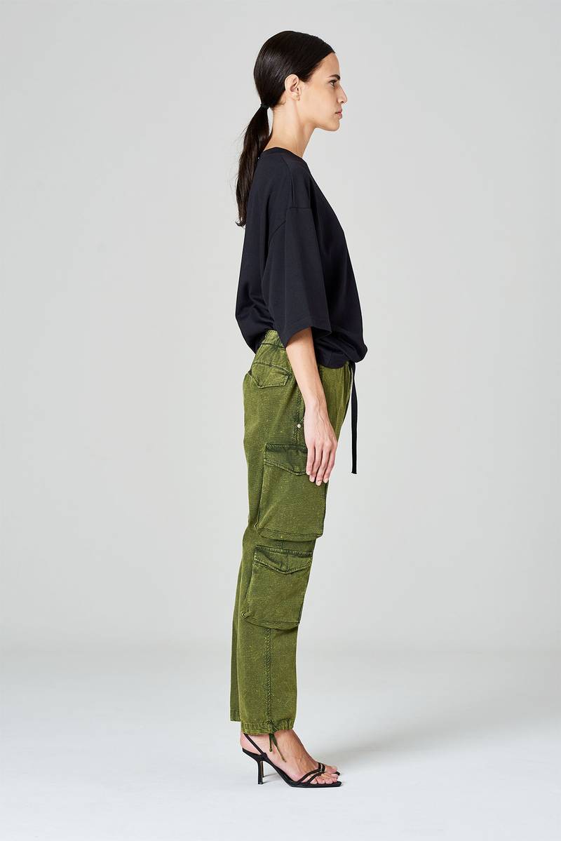 White sand Pantaloni cargo in cotone ripstop doppia tintura 2025