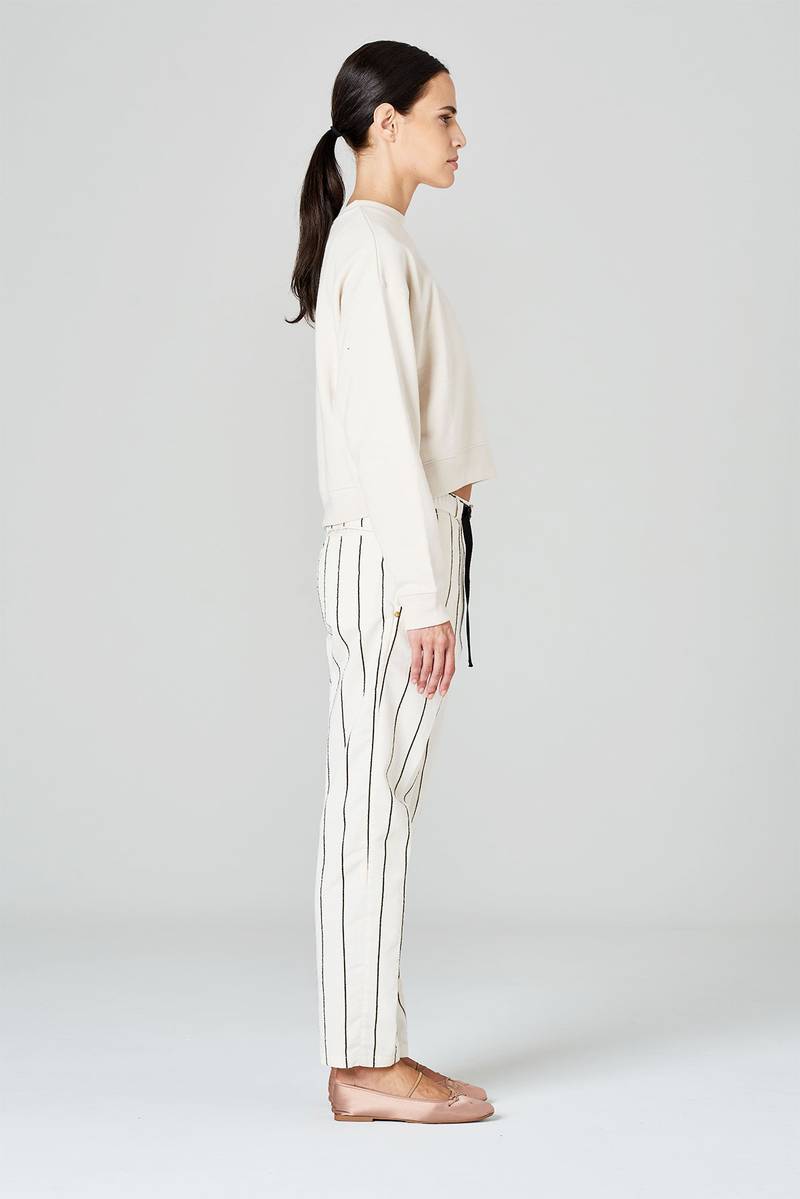 White sand Pantaloni in tessuto rigato misto viscosa In Linea