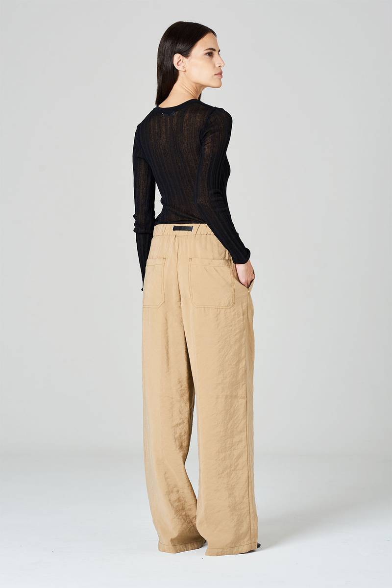 White sand Pantaloni palazzo in modal Spedizione Gratuita