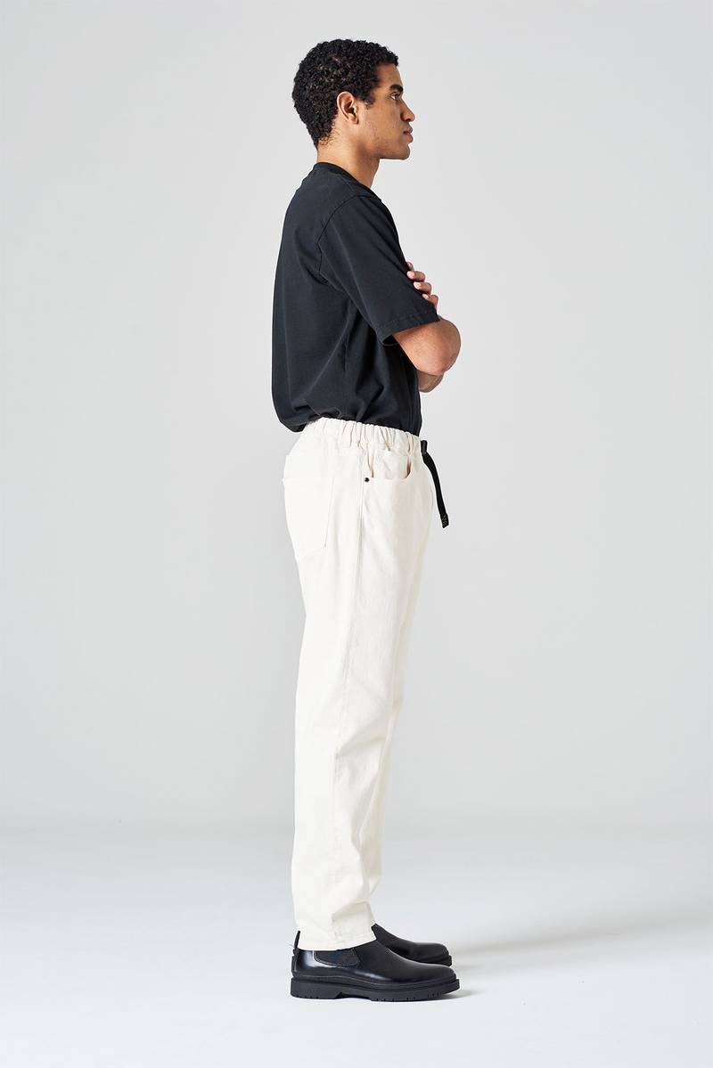 White sand Pantalone cinque tasche in bull denim Vendita Economica