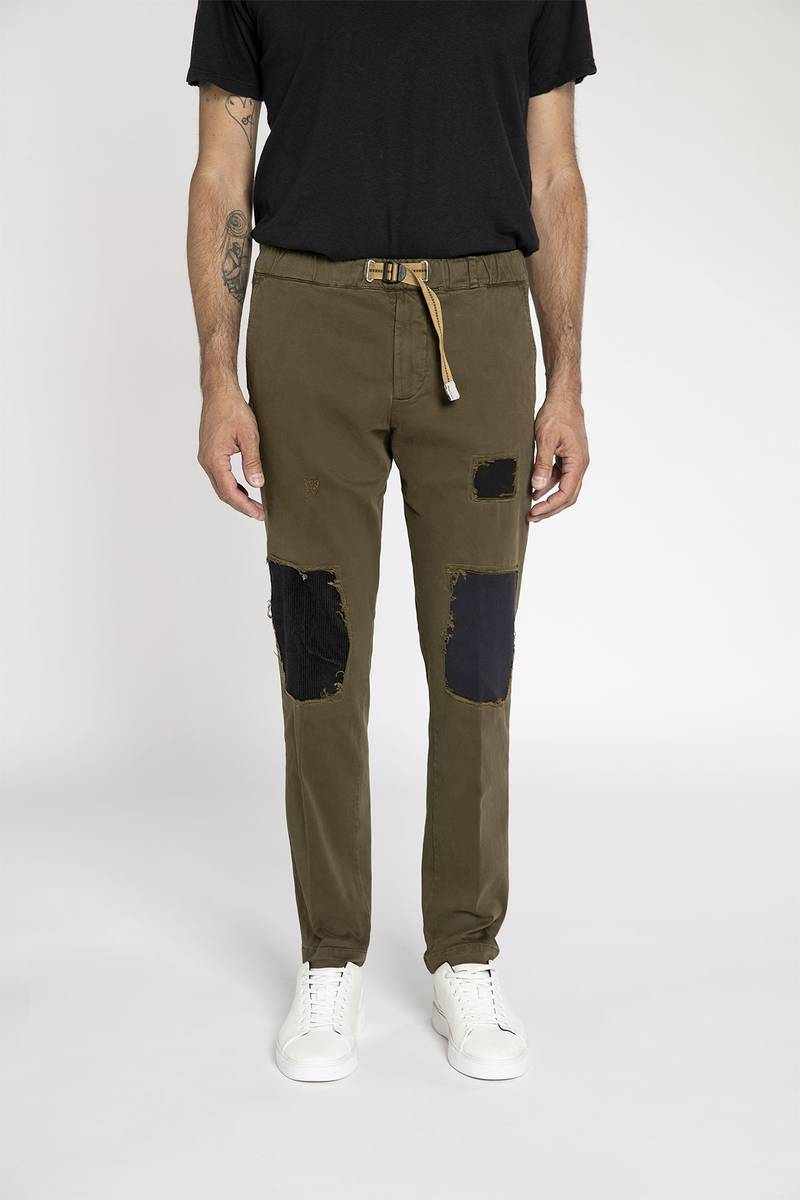 White sand Pantalone in cotone stretch con toppe Vendite Flash