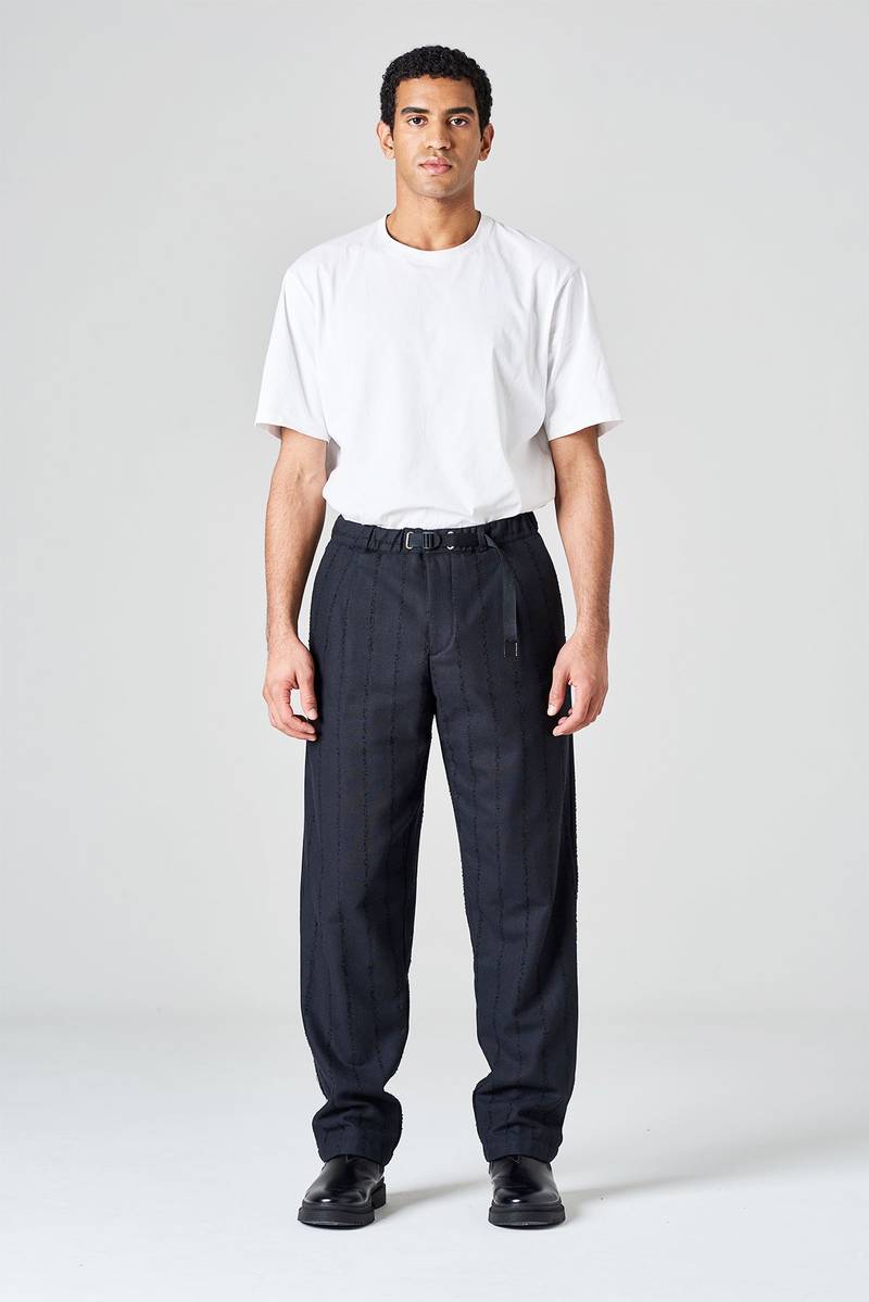 White sand Pantalone gamba dritta con pinces in flanella gessata 2025