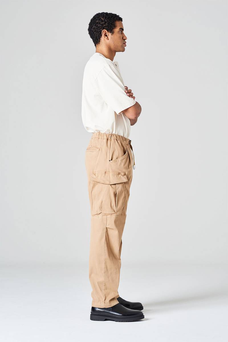 White sand Pantalone cargo in raso di cotone Nuovo