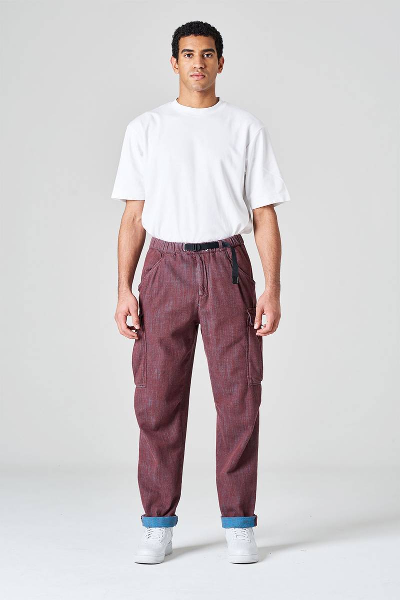 White sand Pantalone cargo in bull denim bi-color Vendita