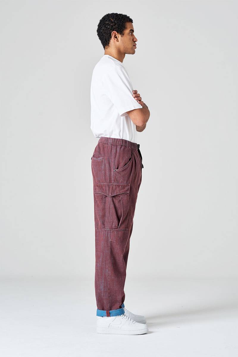 White sand Pantalone cargo in bull denim bi-color Vendita