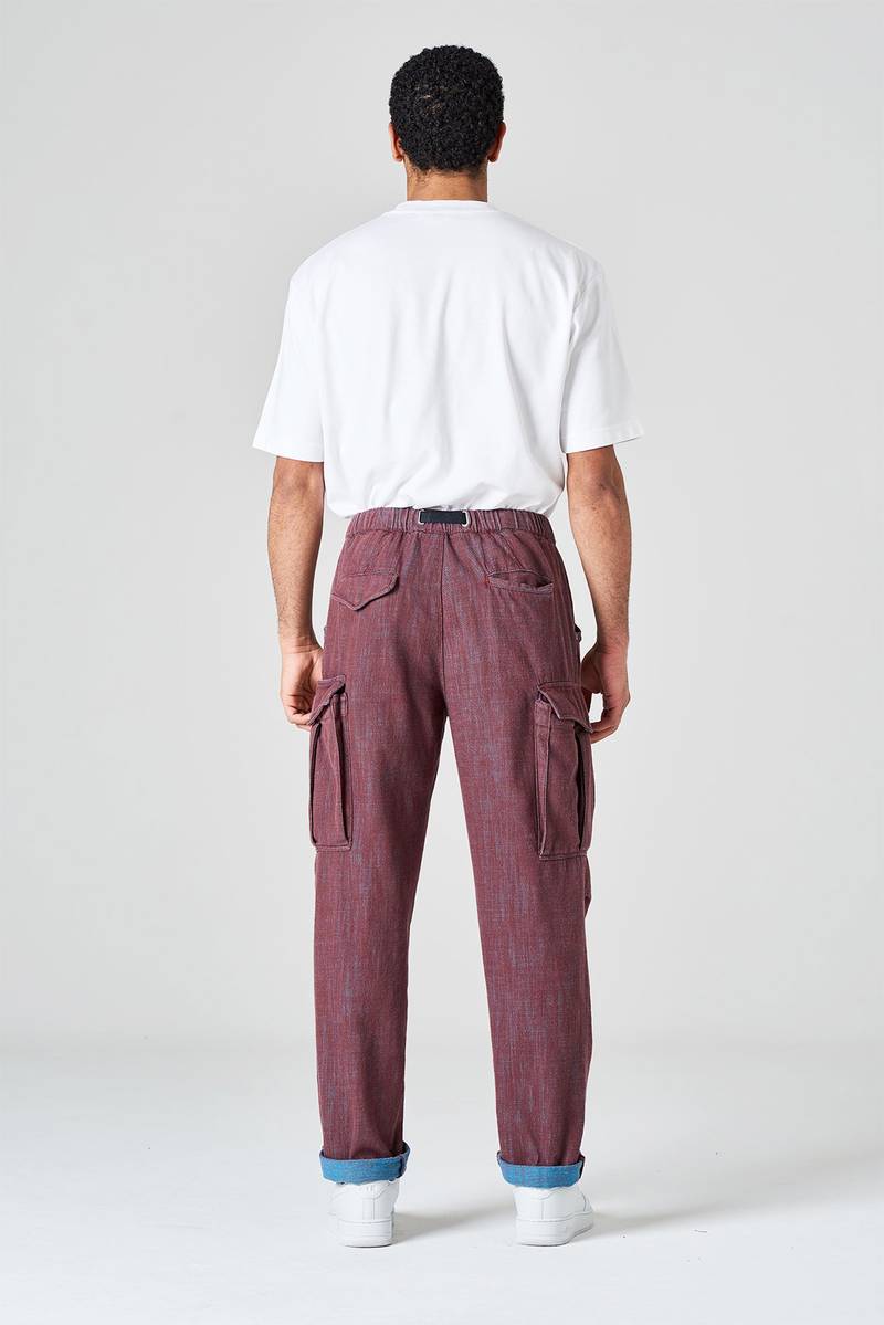 White sand Pantalone cargo in bull denim bi-color Vendita