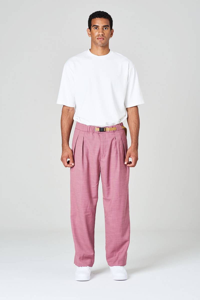 White sand Pantaloni gamba ampia con pinces in tessuto effetto lana Fino Al -60%