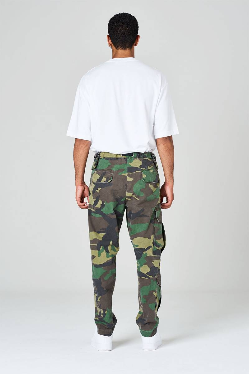 White sand Pantaloni cargo con gamba dritta in ripstop di cotone stampato Shopping Online