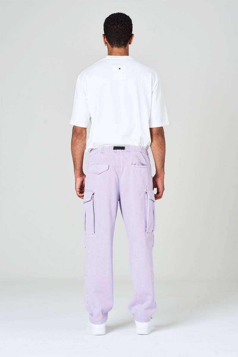 White sand Pantaloni cargo con gamba dritta in bull denim di cotone Novità