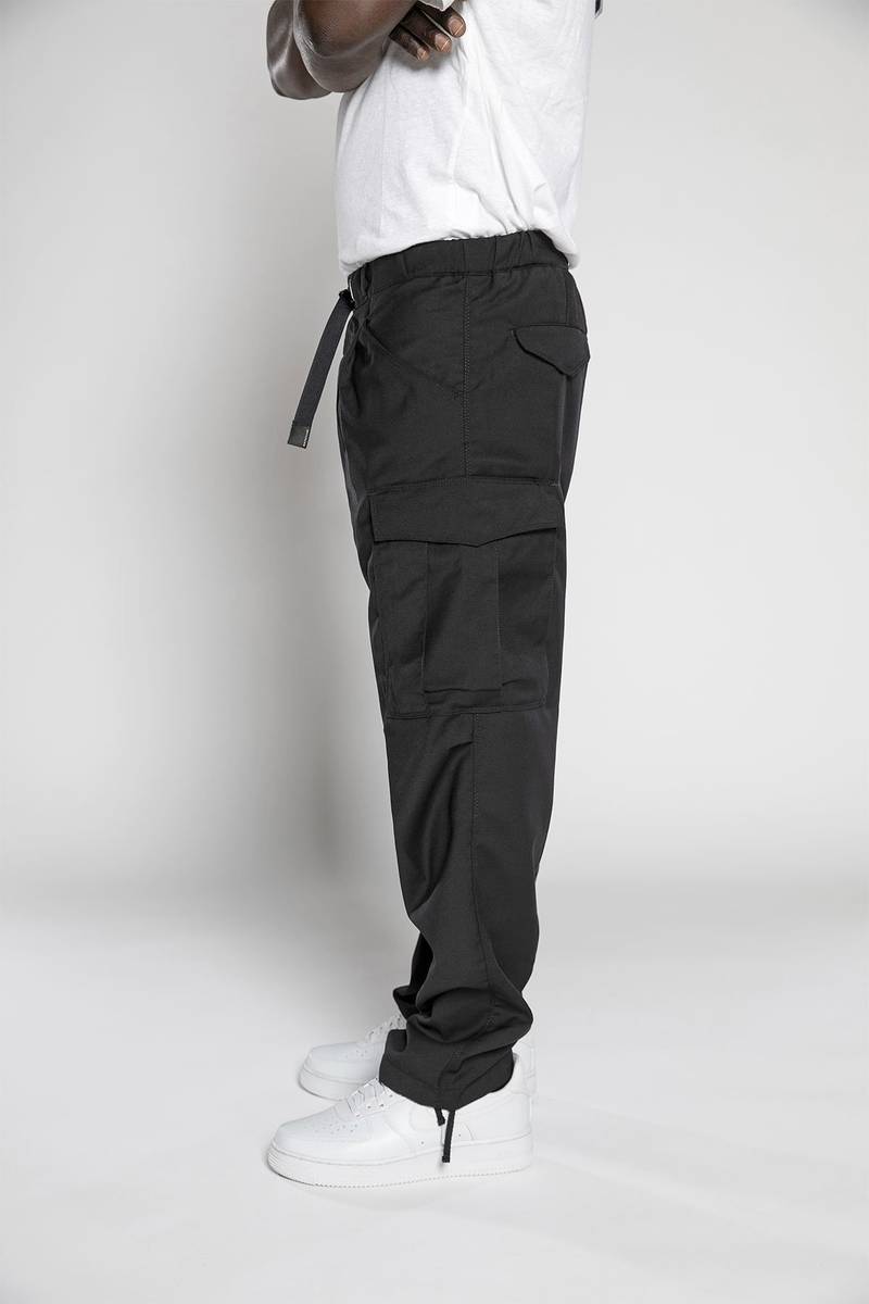 White sand Pantaloni cargo con gamba dritta in misto lana Presa