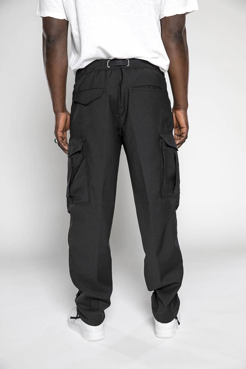 White sand Pantaloni cargo con gamba dritta in misto lana Presa