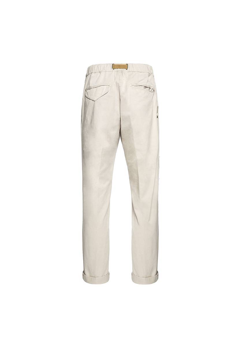 White sand Pantaloni in gabardina di cotone con toppe Online