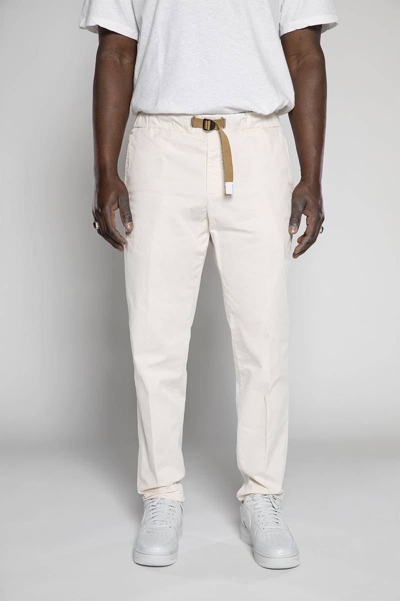 White sand Pantaloni in gabardina di cotone In Vendita