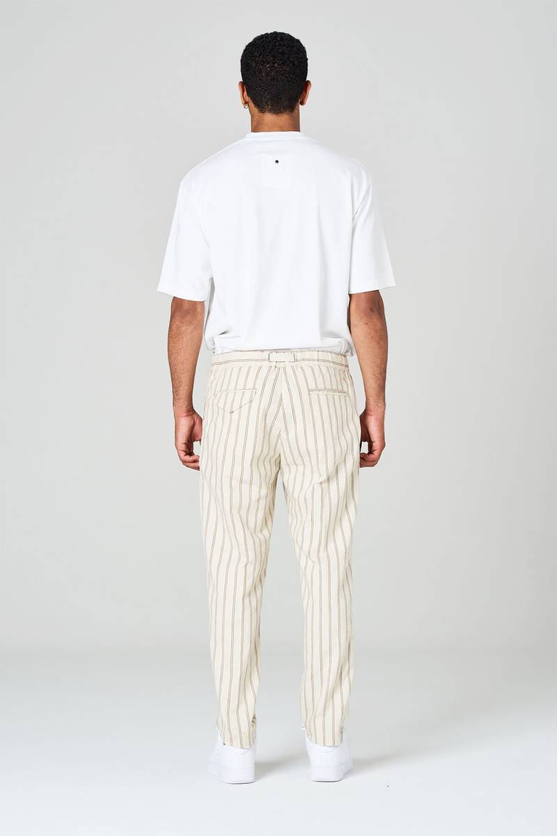 White sand Pantaloni rigati in misto cotone con vita elasticizzata Saldi