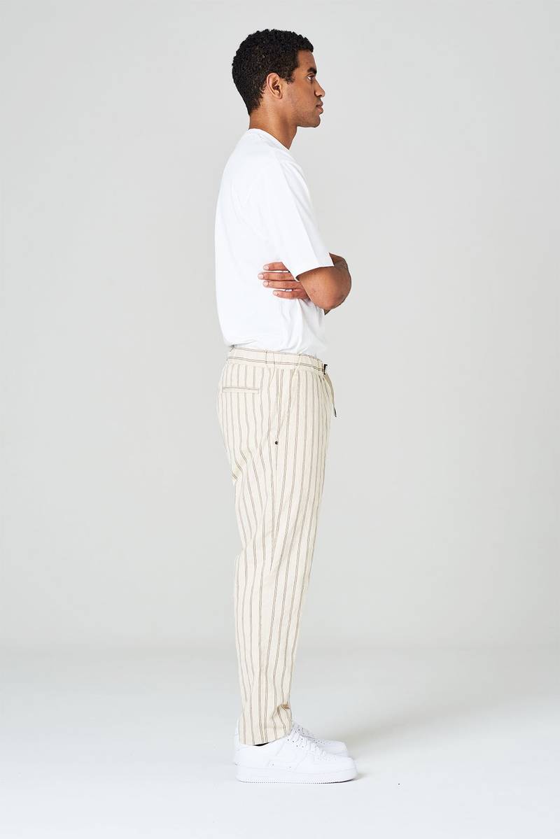 White sand Pantaloni rigati in misto cotone con vita elasticizzata Saldi