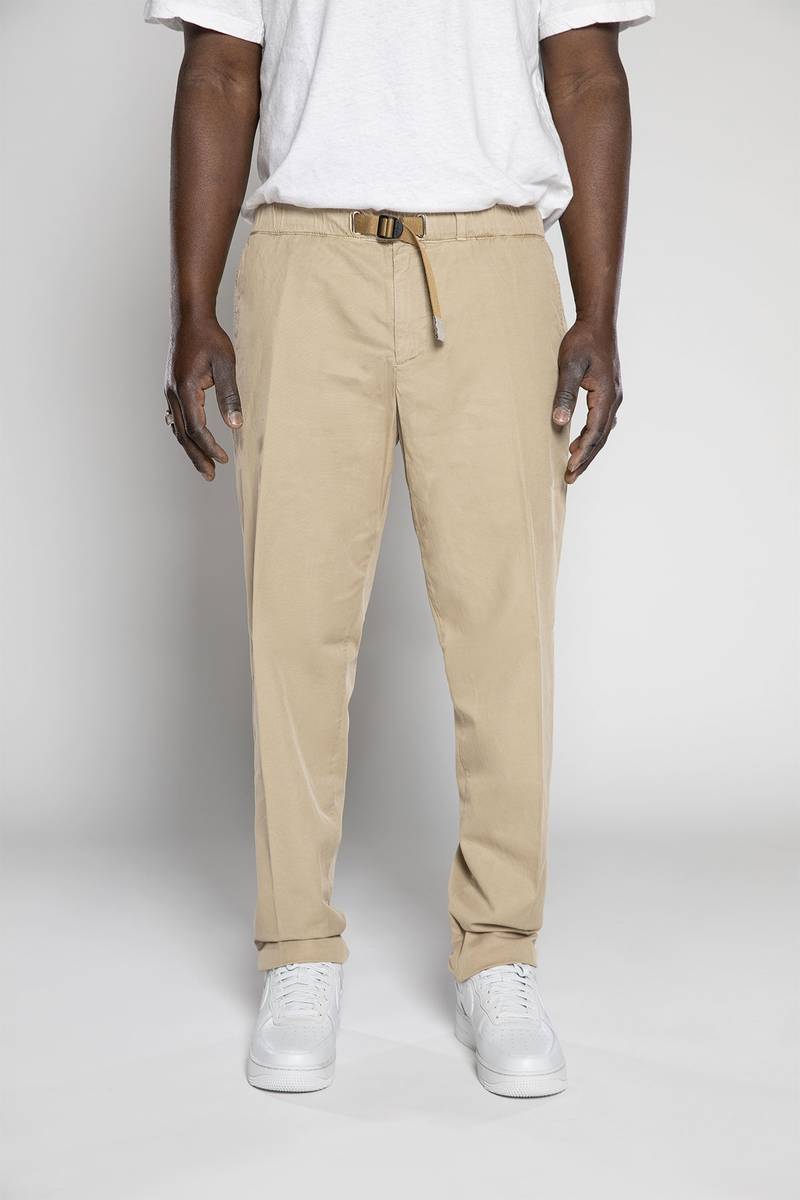 White sand Pantaloni in gabardina misto cotone-lino Vendite Flash