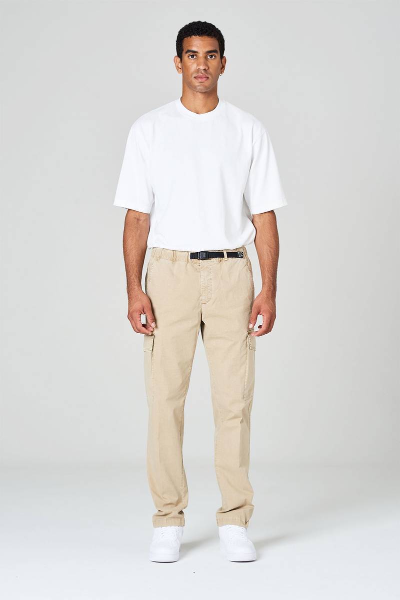 White sand Pantaloni cargo in ripstop di cotone Nuova