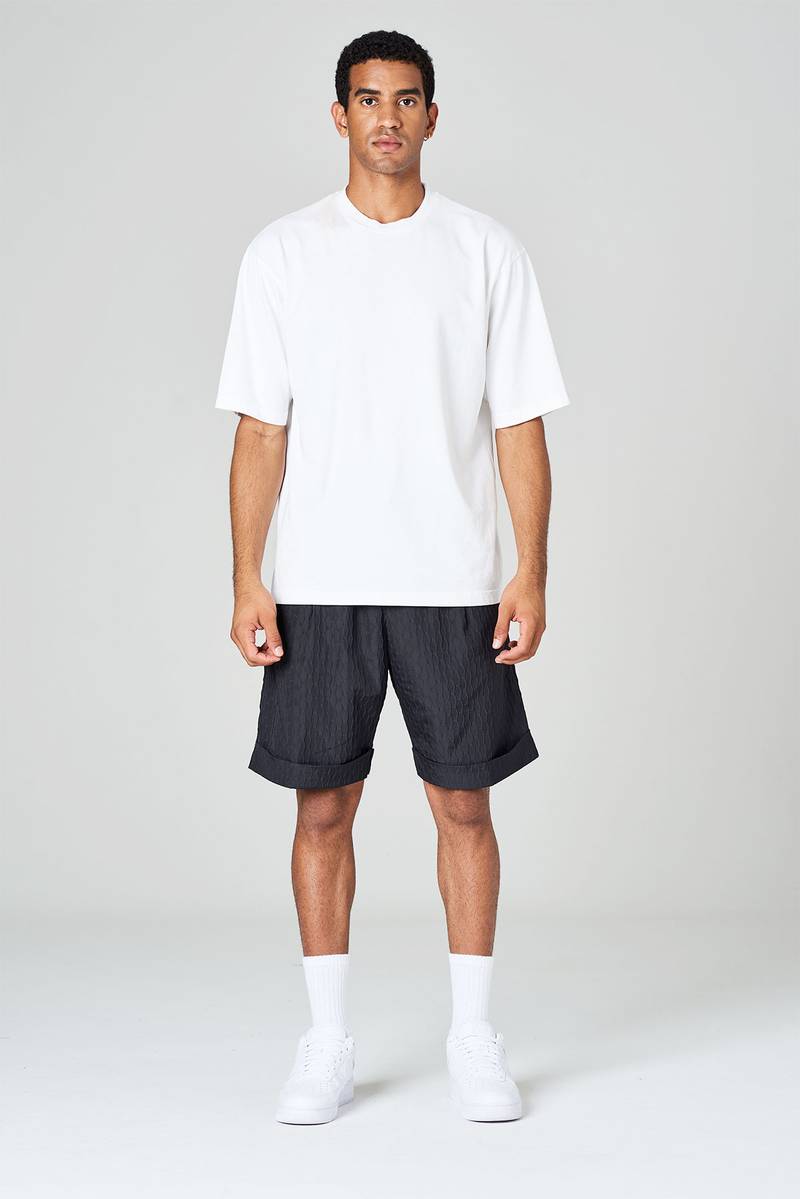 White sand T-shirt girocollo in jersey di cotone tinto in capo Italy