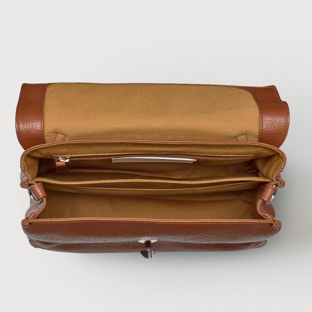 Zanellato BORSA POSTINA® SMALL IN PELLE MARTELLATA BROWN CANALETTO | Zanellato In Linea