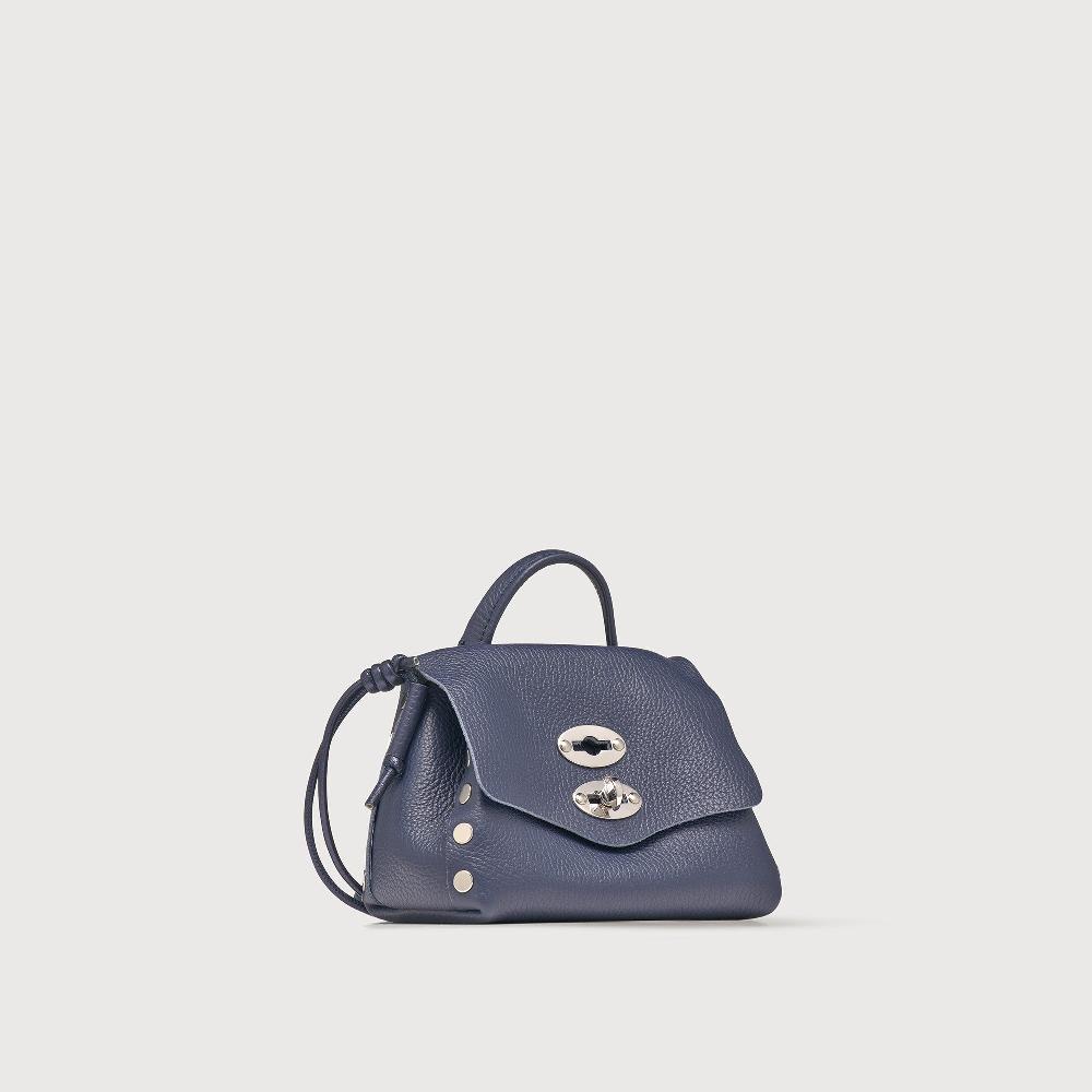 Zanellato BORSA POSTINA® SUPER BABY IN PELLE LAMINATA BLUE NAVY SAVOIA | Zanellato Pezzi Unici