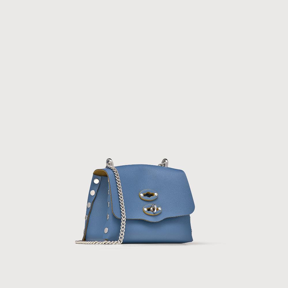 Zanellato BORSA POSTINA® SUPER BABY IN PELLE RIGENERATA BLUE MING | Zanellato Consegna Veloce