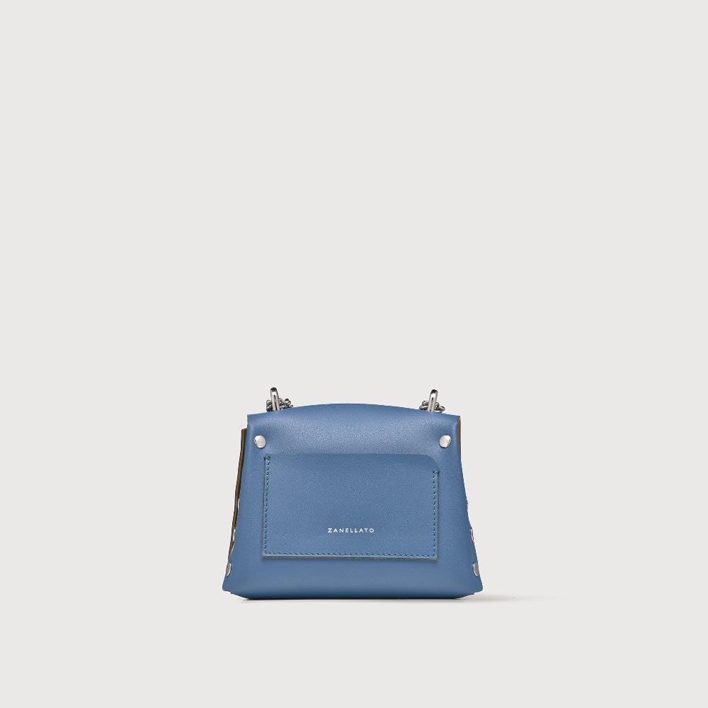 Zanellato BORSA POSTINA® SUPER BABY IN PELLE RIGENERATA BLUE MING | Zanellato Consegna Veloce