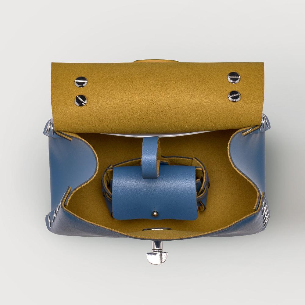 Zanellato BORSA POSTINA® SUPER BABY IN PELLE RIGENERATA BLUE MING | Zanellato Consegna Veloce