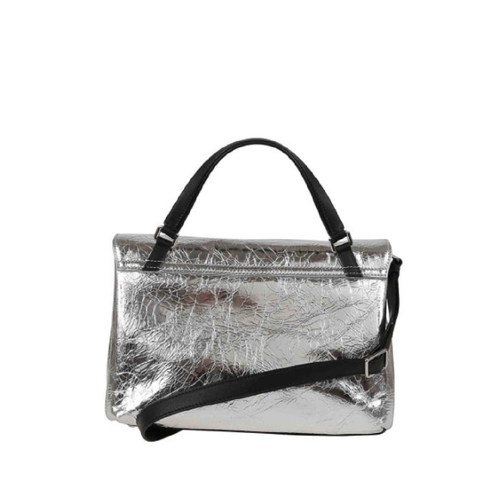 Zanellato BORSA POSTINA® SMALL IN PELLE LAMINATA GREY ARGENTO | Zanellato In Vendita