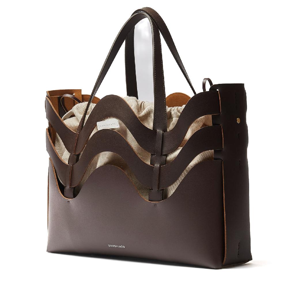 Zanellato BORSA DUNE MEDIUM IN PELLE RIGENERATA BROWN WENGHE | Zanellato In Saldo
