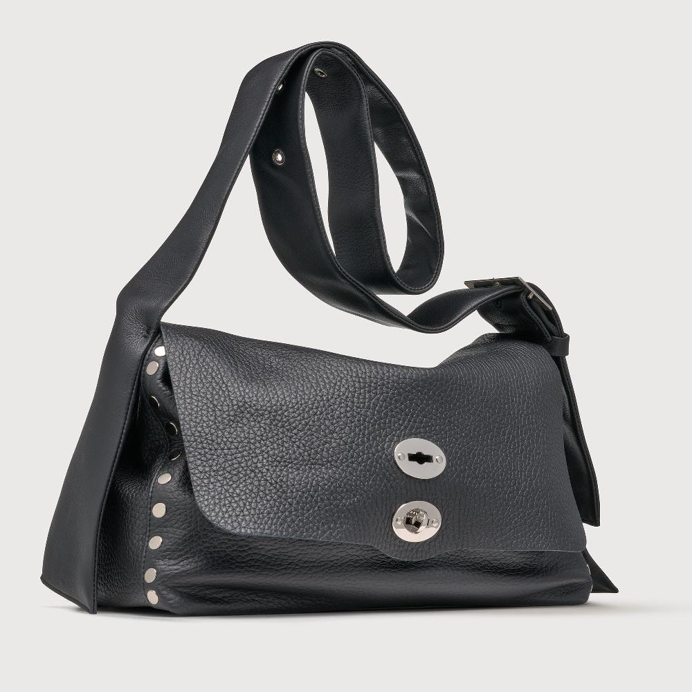 Zanellato BORSA POSTINA® MEDIUM IN PELLE MARTELLATA BLACK NERO | Zanellato Online