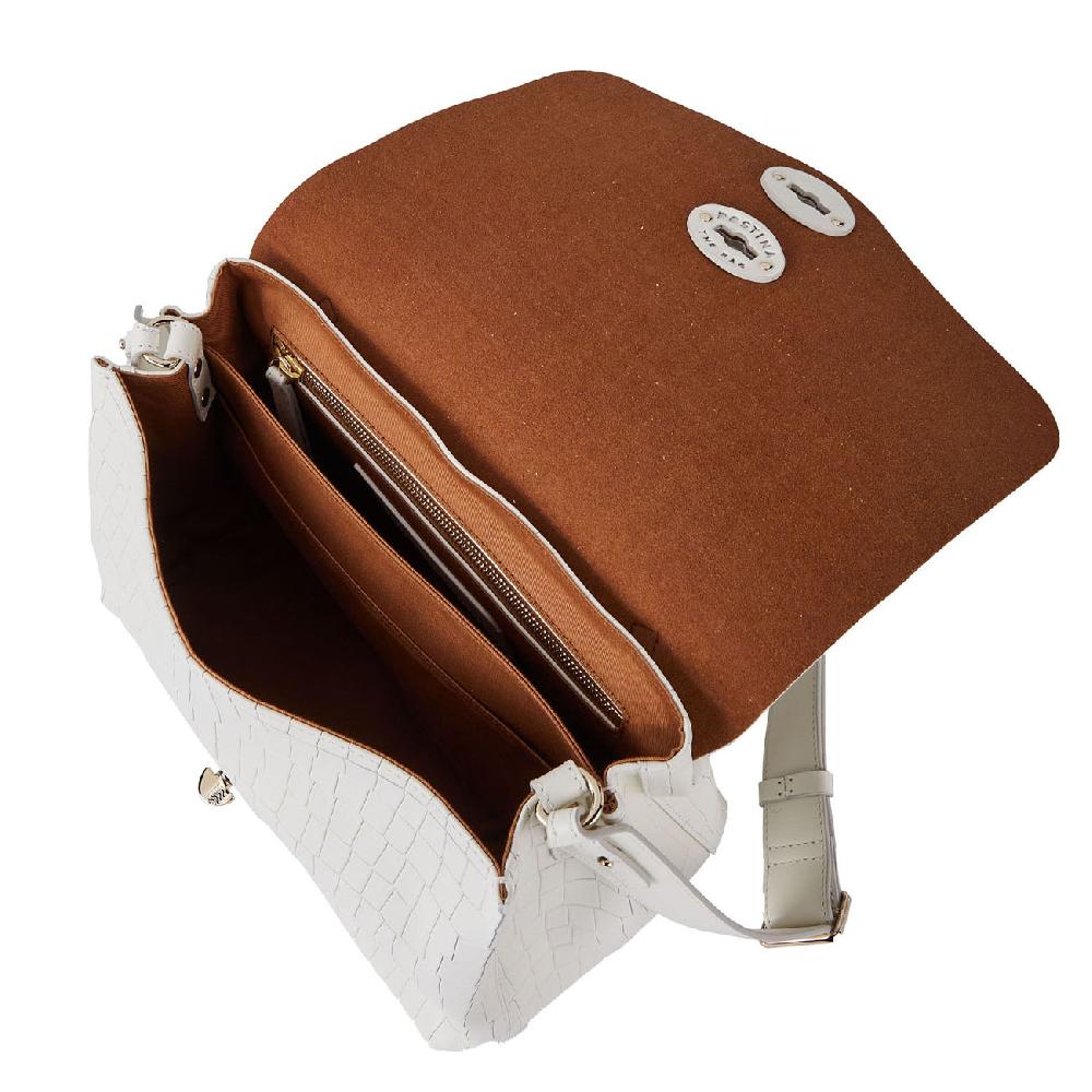 Zanellato BORSA POSTINA® SMALL IN PELLE STAMPATA WHITE LINO 21 | Zanellato Hotsell