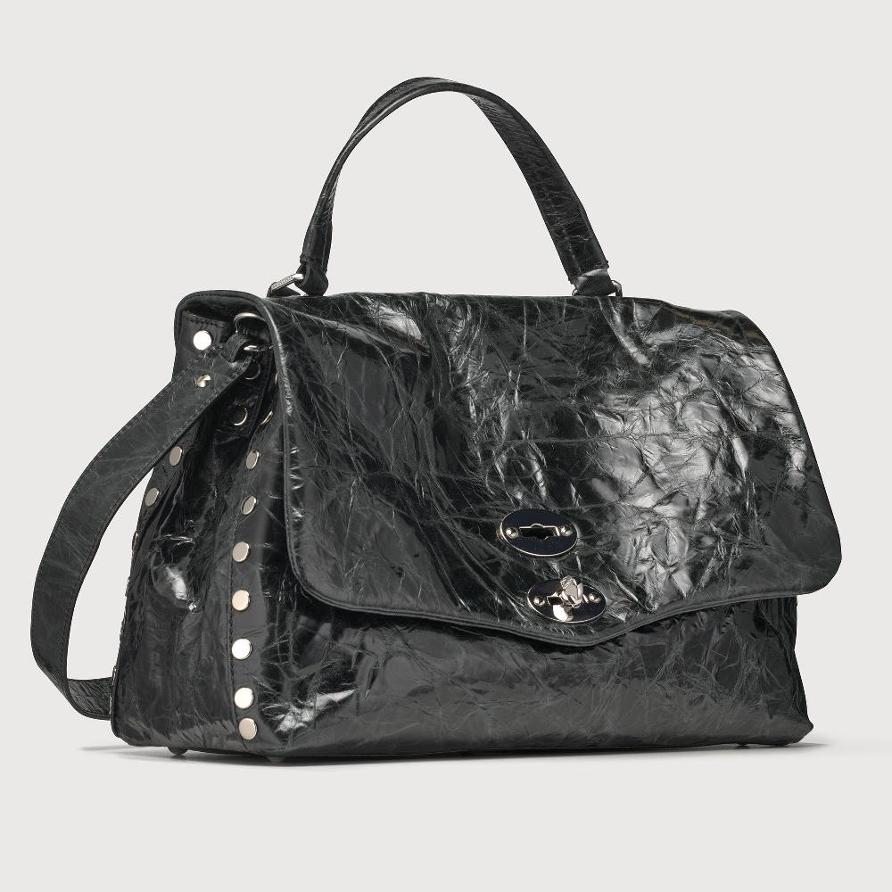 Zanellato BORSA POSTINA® MEDIUM IN PELLE SPAZZOLATA BLACK NERO | Zanellato Sottocosto