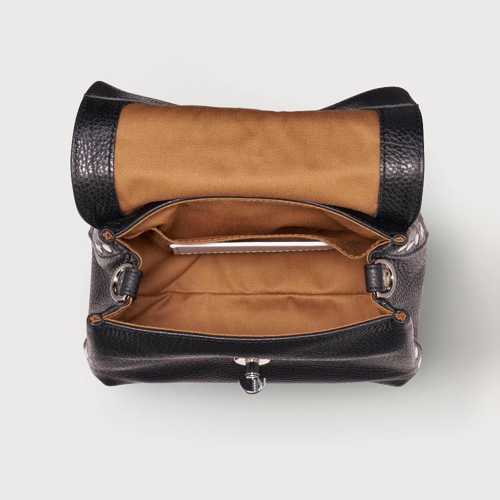 Zanellato BORSA POSTINA® BABY IN PELLE MARTELLATA BLACK NERO | Zanellato Italy