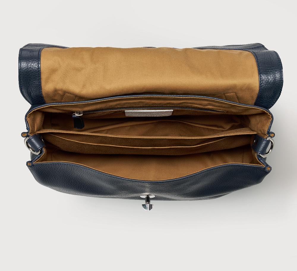 Zanellato BORSA POSTINA® MEDIUM IN PELLE MARTELLATA DARK NAVY | Zanellato Qualità