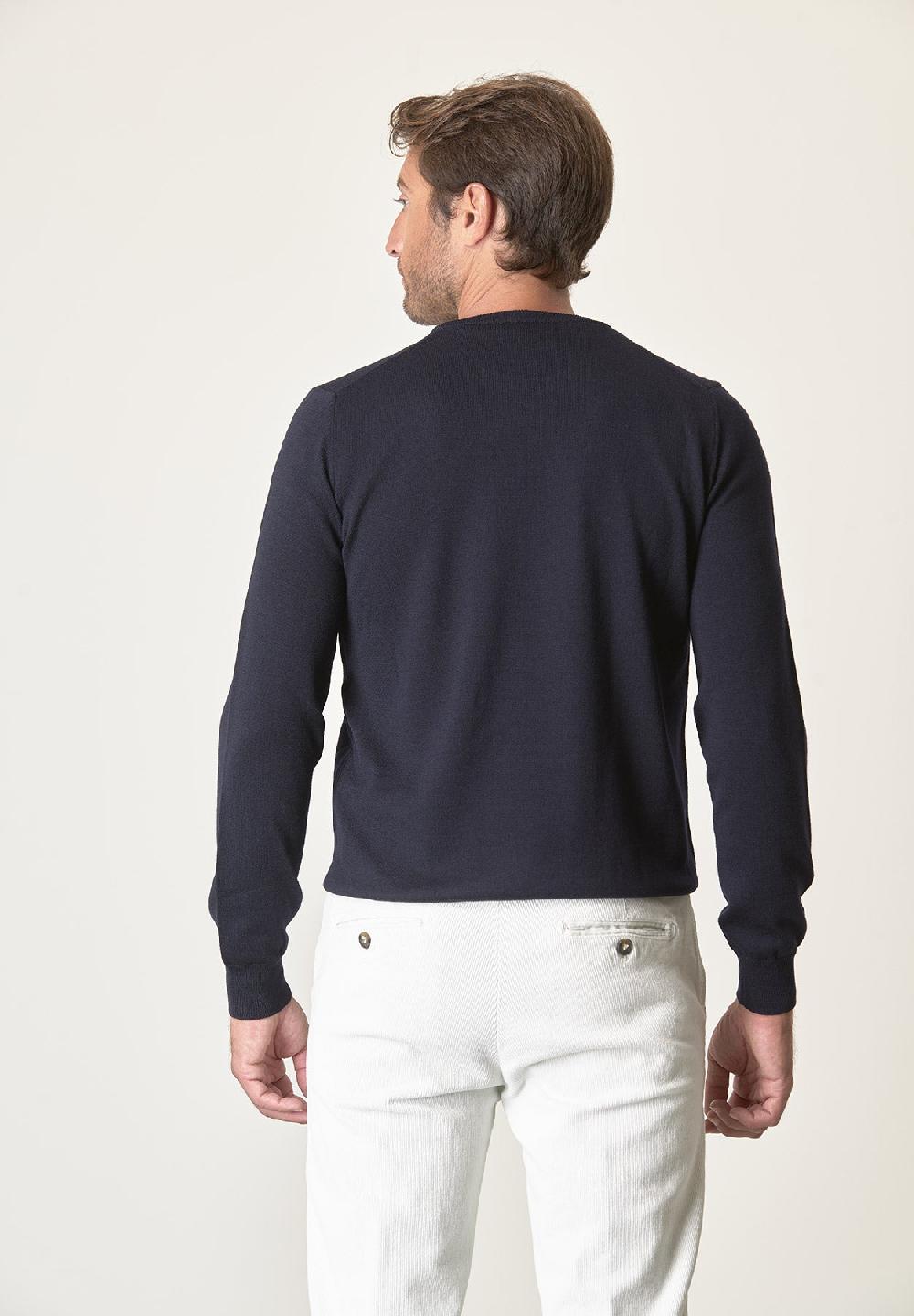 Angelico Girocollo blu lana merinos extrafine Online