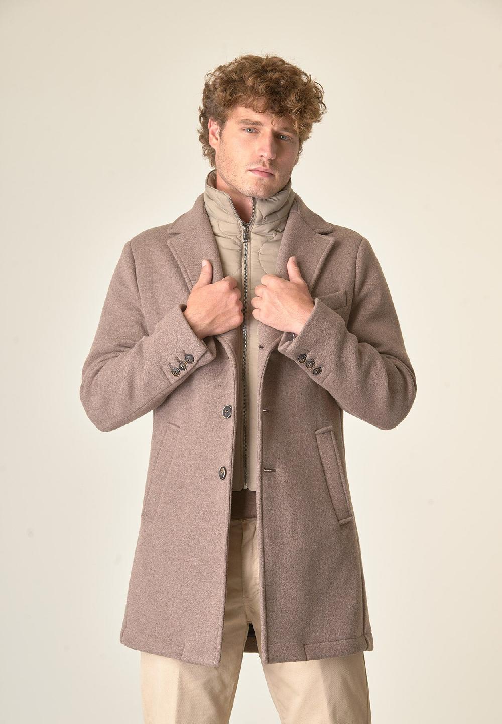 Angelico Cappotto nocciola sfoderato pettorina staccabile Vendite Flash