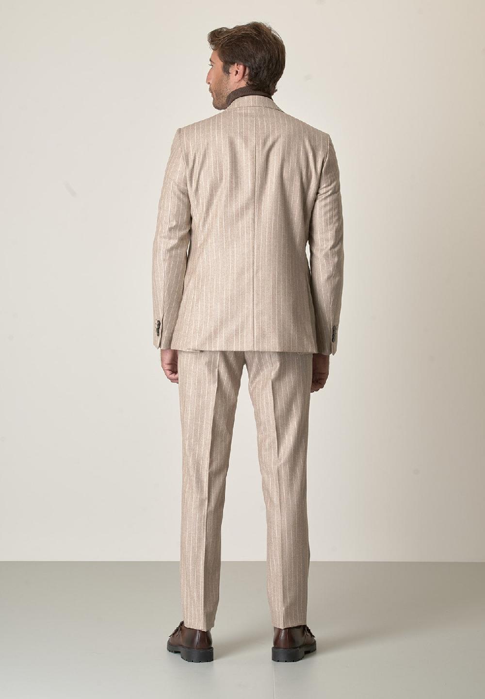 Angelico Abito beige gessato flanella lana vergine custom fit Moda
