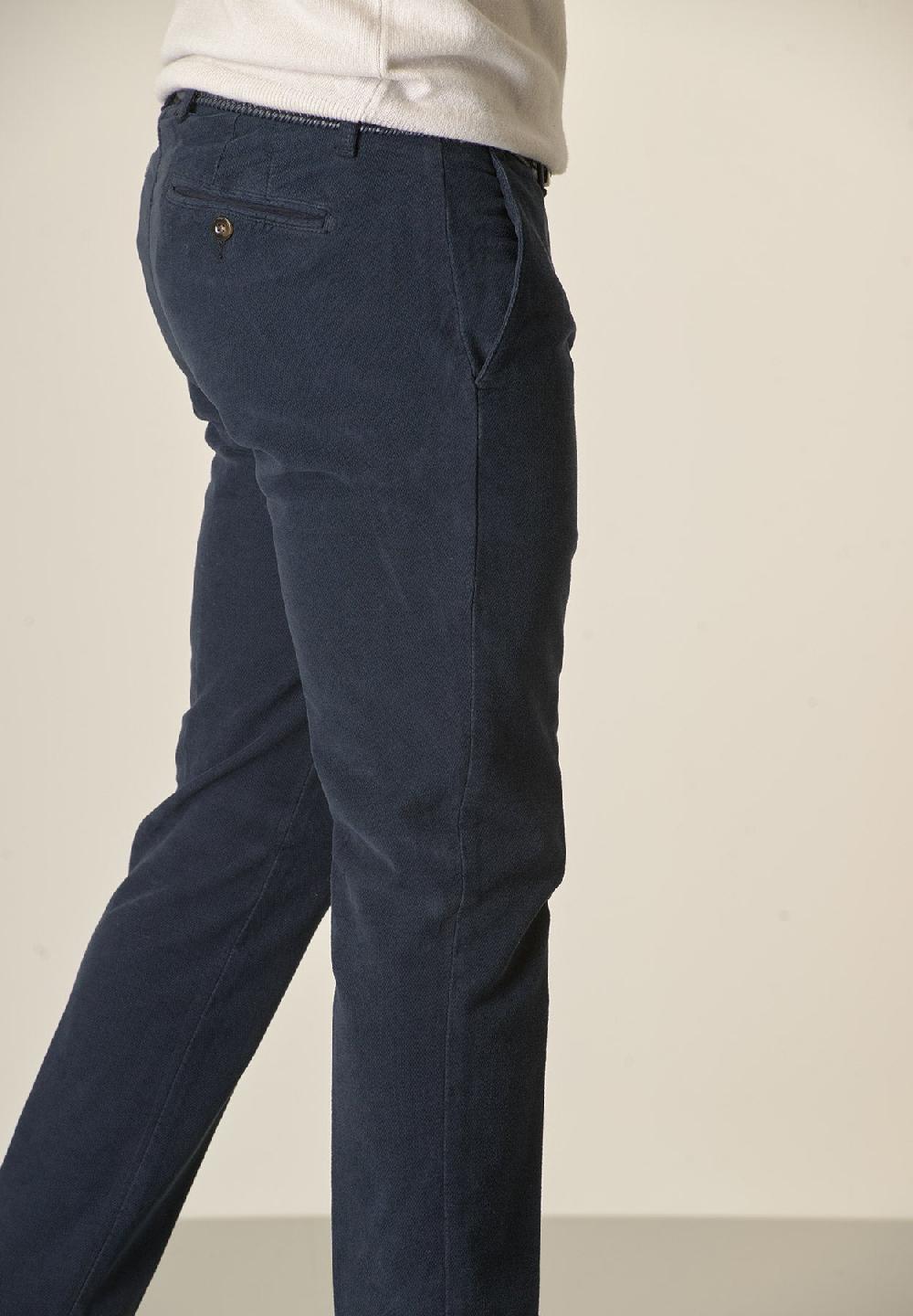 Angelico Pantalone blu fustagno jacquard cotone slim fit 2025