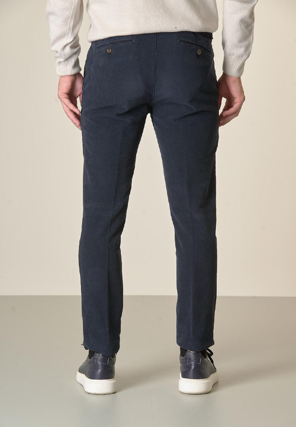 Angelico Pantalone blu fustagno jacquard cotone slim fit 2025