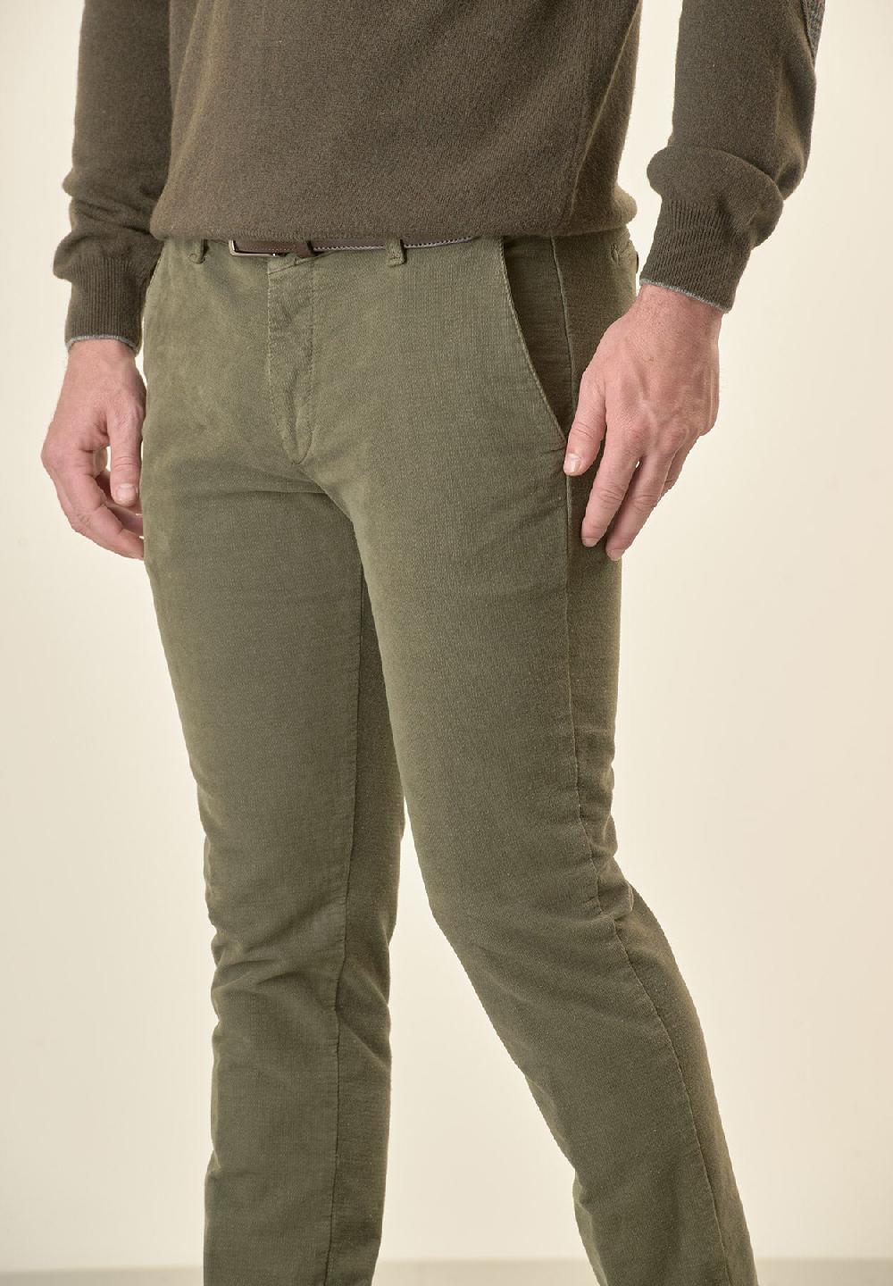 Angelico Pantalone verde fustagno jacquard cotone slim fit 2025