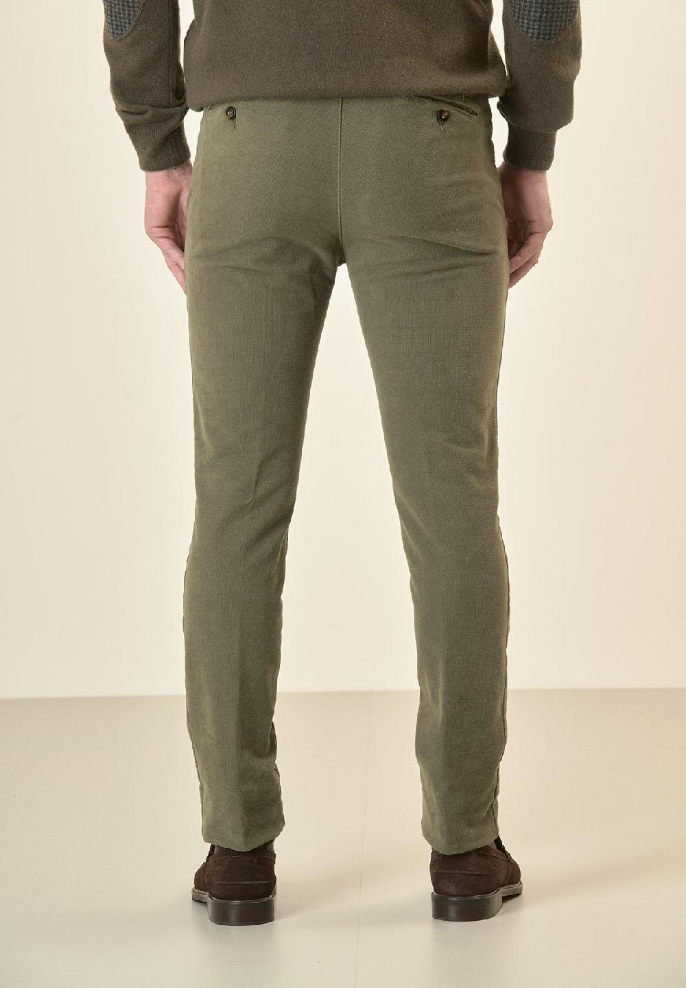 Angelico Pantalone verde fustagno jacquard cotone slim fit 2025