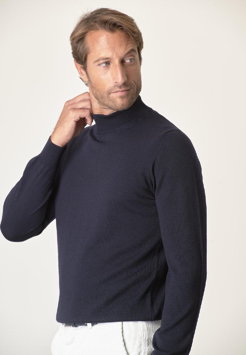 Angelico Lupetto blu lana merinos extrafine Vendita