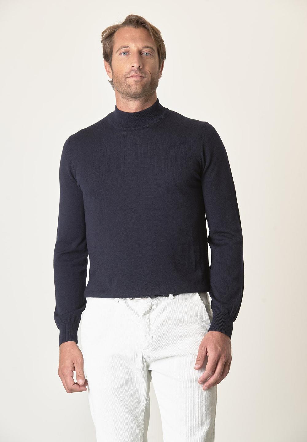 Angelico Lupetto blu lana merinos extrafine Vendita