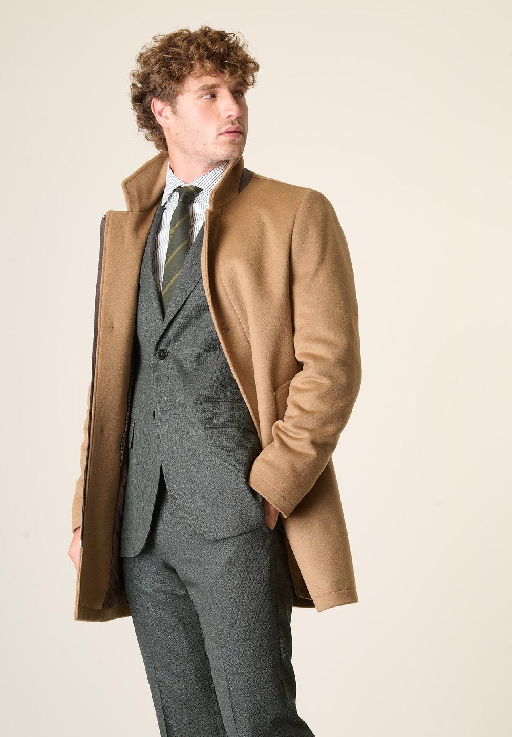 Angelico Cappotto cammello coreano pettorina staccabile Promozione