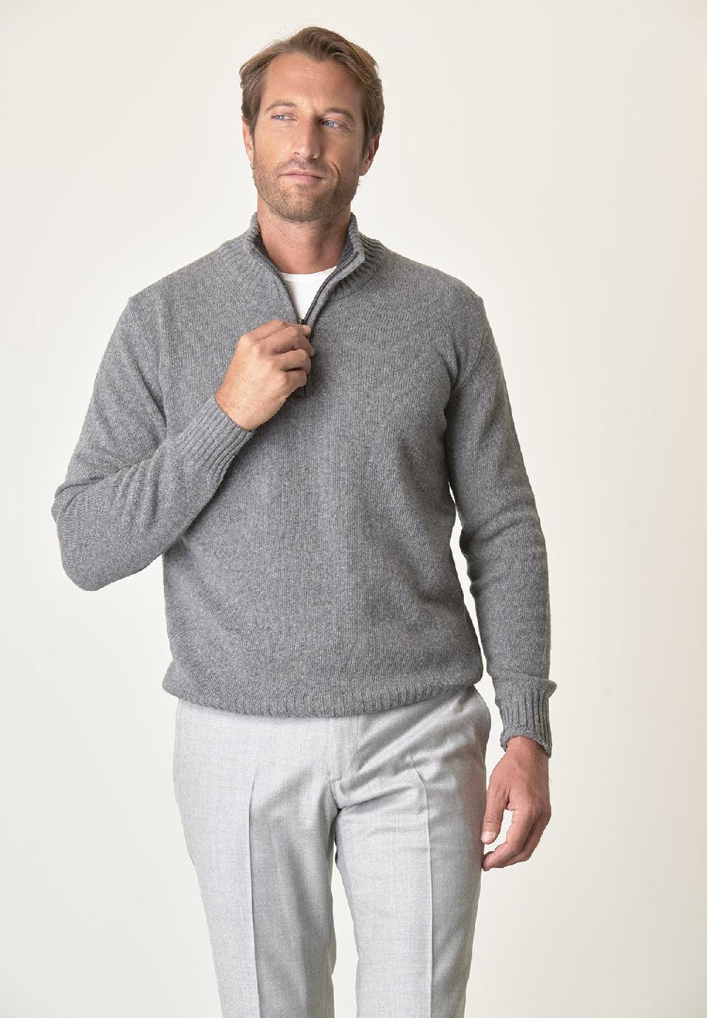 Angelico Lupetto zip grigio chiaro misto lana Ritorno libero