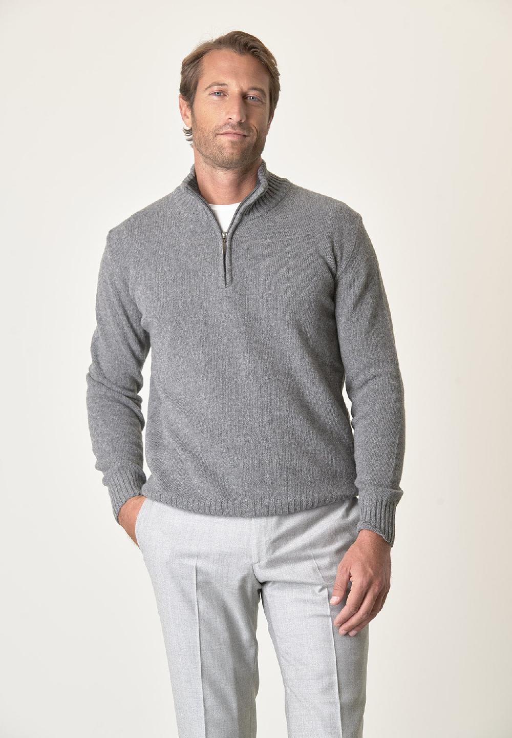 Angelico Lupetto zip grigio chiaro misto lana Ritorno libero